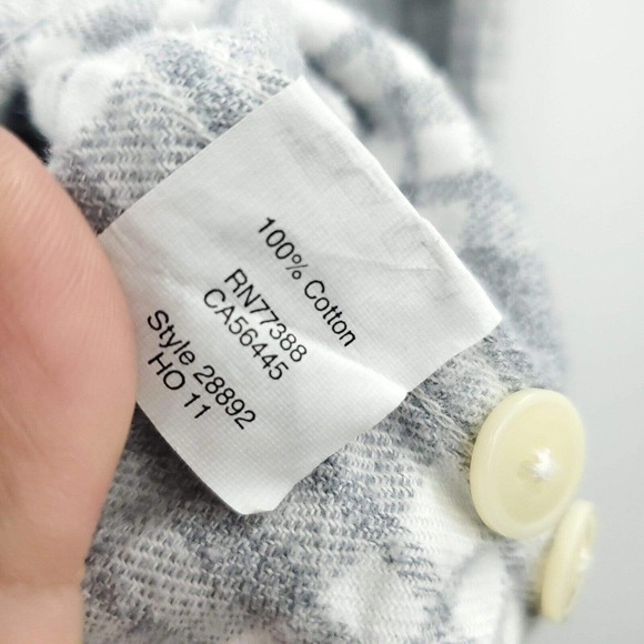 J Crew 100% Cotton Flannel Plaid Gray Button Down Shirt Large - Picture 8 of 12